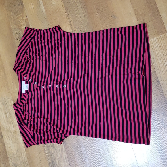 Liz Claiborne - Mandarin Collar Striped t-shirt - Ladies Large - Picture 3 of 10